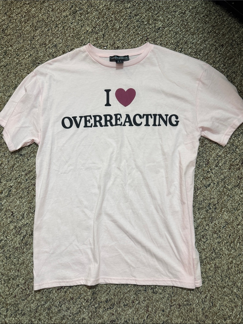 Wildfox Pink "I ♥ Overreacting" Short Sleeve Tee